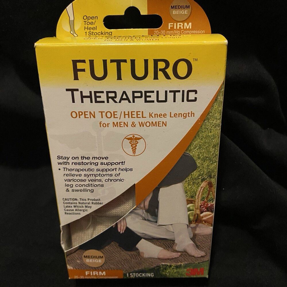 FUTURO Therapeutic Open Toe Knee Length, Medium Beige, Firm Compression